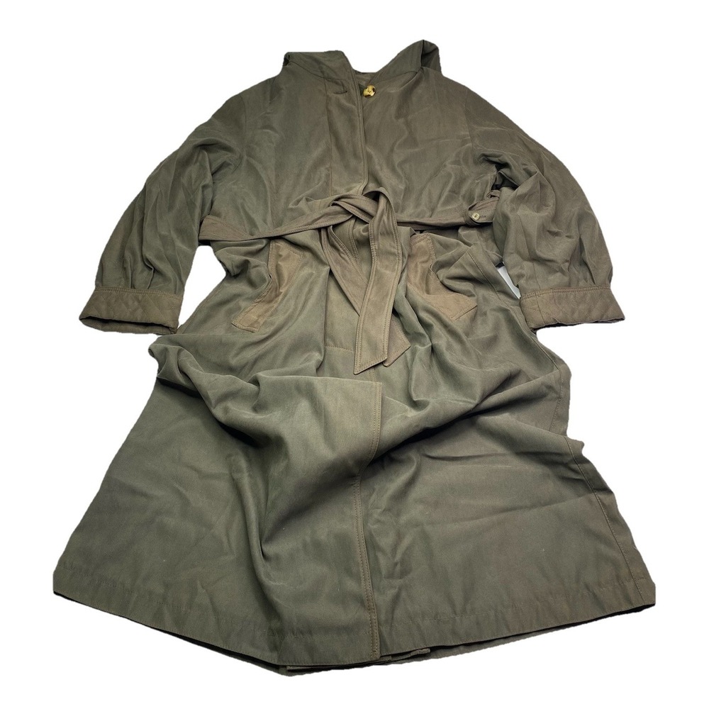 Fleet Street Ultra Chamois Hooded Trench Coat Olivewood Womens 12P NWT 83263